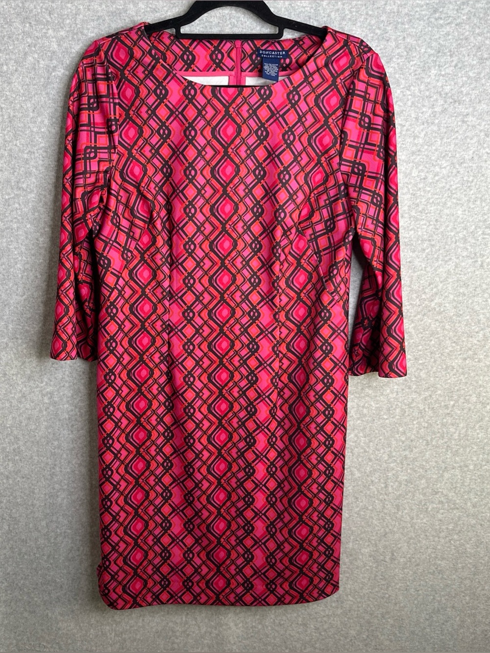 Doncaster Geometric Midi Dress Size 8 Hot Pink And Black